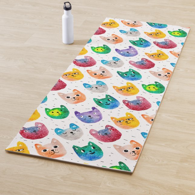 Tapis De Yoga Chats et amis d'aquarelle (En situation)