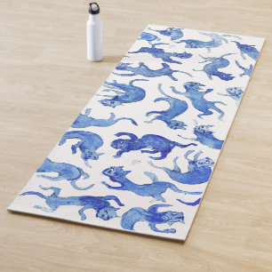 Tapis de yoga Chats Flottants Bleu Ming
