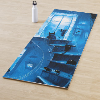 Tapis De Yoga Chats noirs gothiques fantaisistes d'Halloween eff