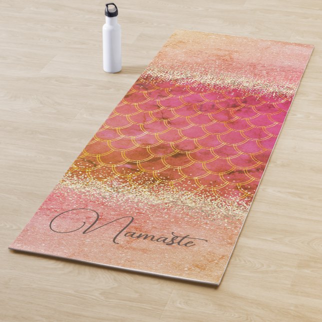 Tapis De Yoga Chaud rose brûlé ambre Parties scintillant des bal (En situation)