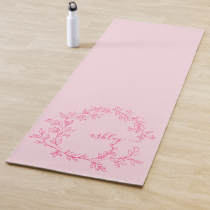 Tapis De Yoga Chaud rose moderne Script Girl Monogramme Nom