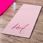 Tapis De Yoga Chaud rose moderne Script Girl Monogramme Nom<br><div class="desc">Améliorez votre pratique avec notre Hot rose moderne Script Girly Monogramme Nom Yoga Mat! Doté d'un design rose vif et personnalisé avec votre nom dans un élégant script moderne, ce tapis de yoga ajoute une touche élégante à votre routine d'entraînement. Fabriqué à partir d'un matériau antidérapant de haute qualité, il...</div>