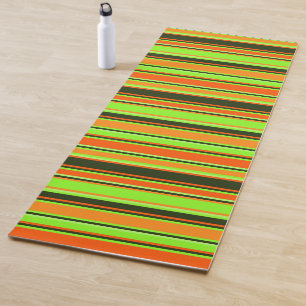 Tapis De Yoga Chaux, Orange et Tangerine Striped Yoga Mat
