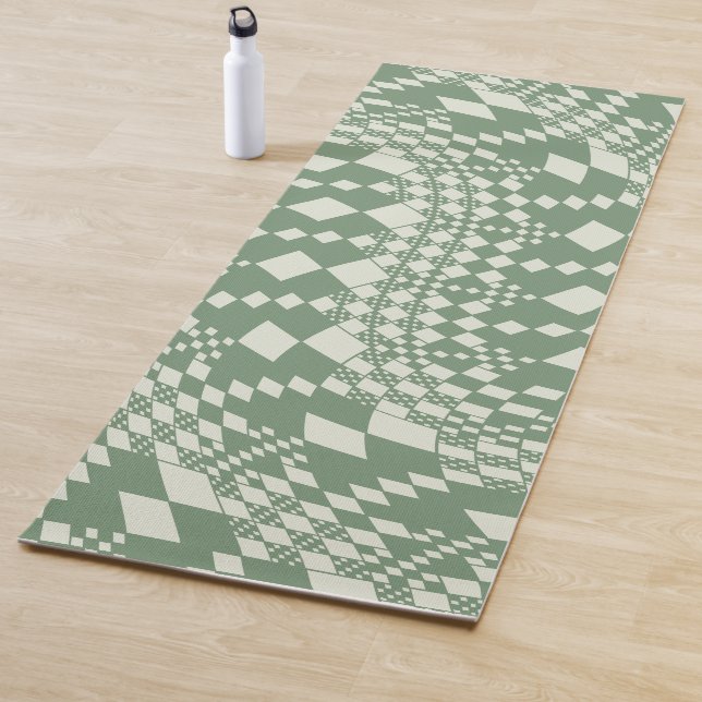Tapis De Yoga Chèques déformées en vert (En situation)
