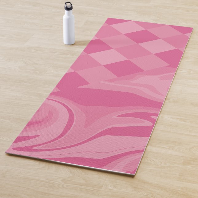 Tapis De Yoga Chèques et persiennes - Rose (En situation)