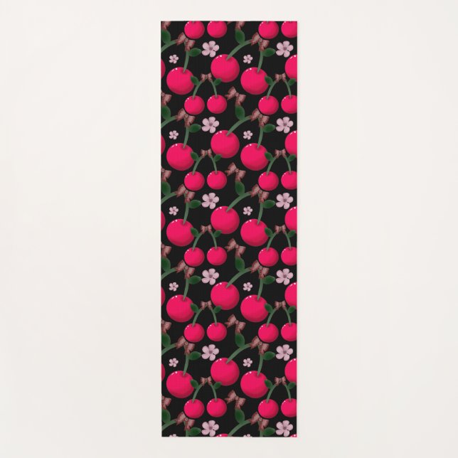 Tapis De Yoga Cherry floral pattern  (Devant)
