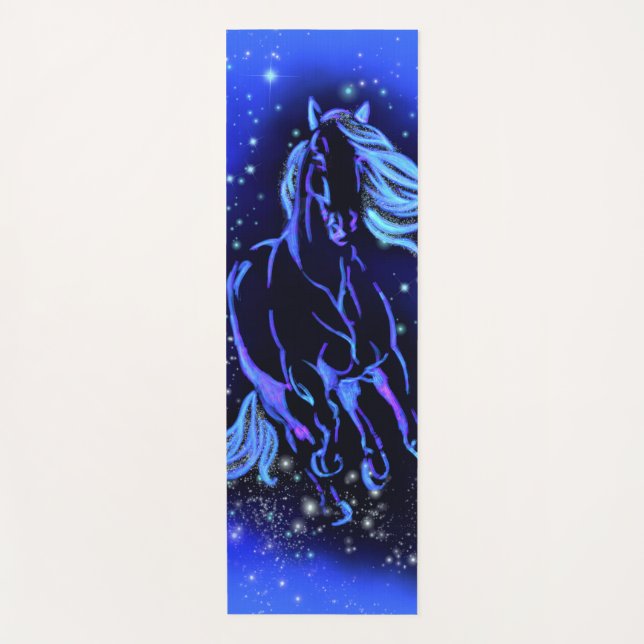 Tapis De Yoga Cheval Bleu Yoga Mat Courant À La Nuit étoilée (Devant)