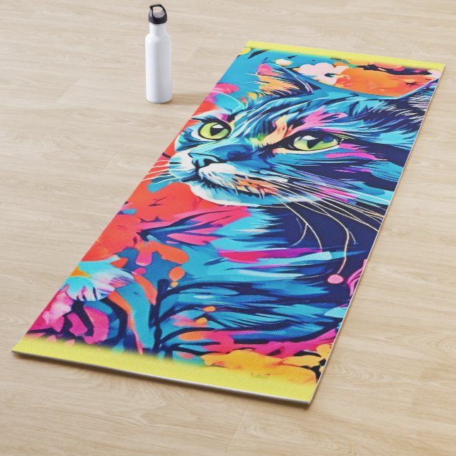 Tapis De Yoga Cheveux : Peinture de chat optimale (En situation)