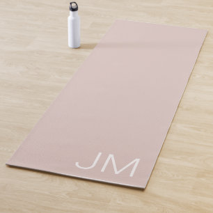 Tapis De Yoga Chic Blush Rose Monogramme Paraphe Surdimensionné