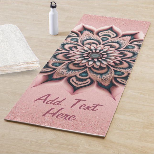 Tapis De Yoga Chic Customisé Rose Parties scintillant or élégant (Chic Customized Rose Gold  Glitter Elegant Mandala Yoga Mat, Add  Personalized Text / Name)