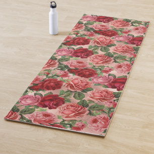 Tapis De Yoga Chic Elegant Vintage rose Roses Florales