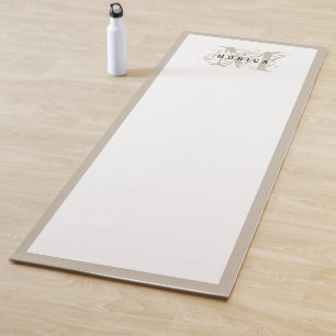 Tapis De Yoga Chic rustique moderne Monogramme beige