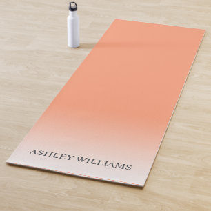 Tapis De Yoga Chic Script Monogram Cantaloupe Orange Ombre