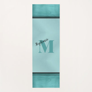 Tapis De Yoga Chic Turquoise brossé Métal Monogrammé Élégant