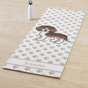 Tapis De Yoga Chien de dessin animé mignon Beagle tricolore au c