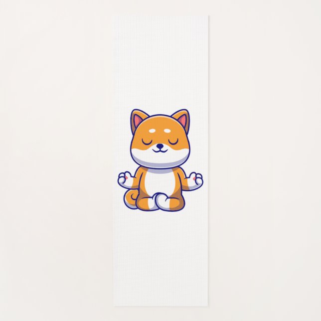 Tapis De Yoga Chien mignon shiba inu faisant du yoga méditation  (Devant)