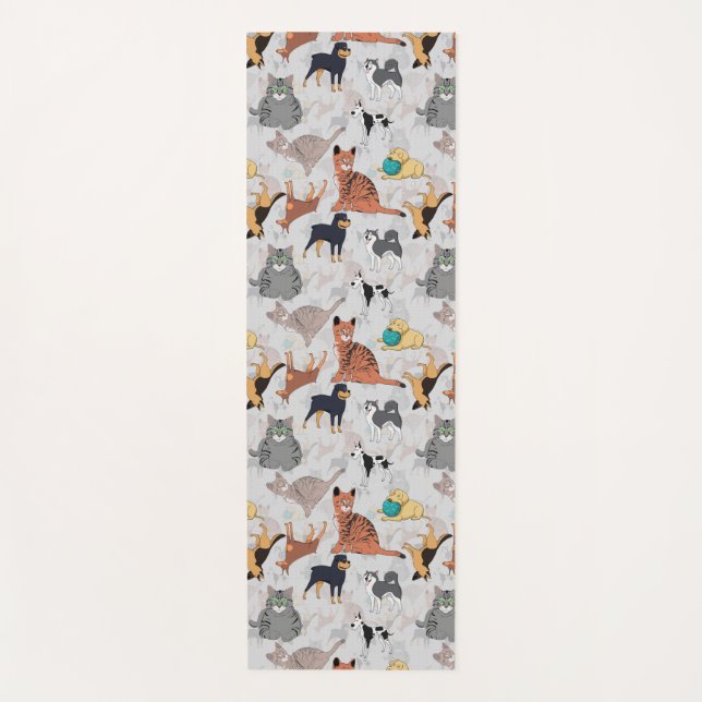 Tapis De Yoga Chiens Et Chats Cutes Design Motif (Devant)