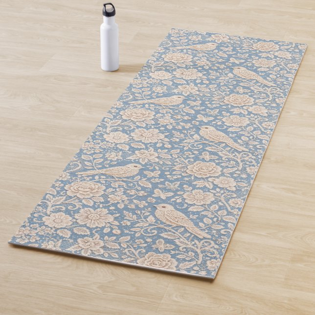 Tapis De Yoga Chinoiserie Bird and Flower Seamless Pattern (En situation)