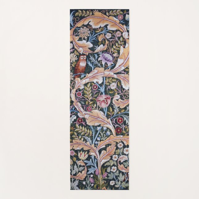 Tapis De Yoga Chouette et fleurs, William Morris (Devant)