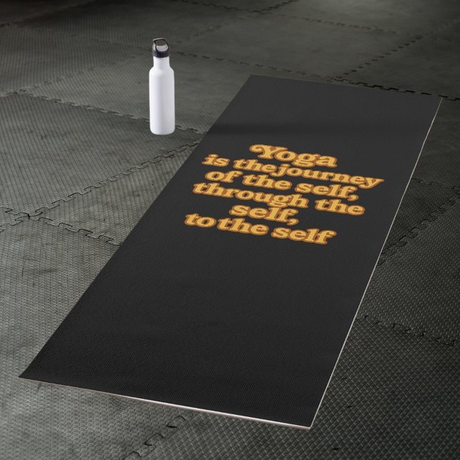 Tapis De Yoga Citation d'inspiration jaune noir (Créateur téléchargé)