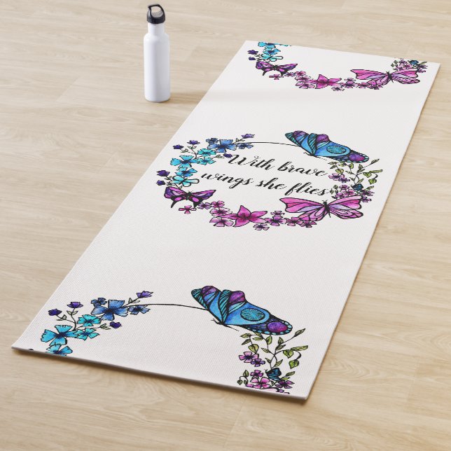 Tapis De Yoga Citation ou nom faite sur commande de papillon et (En situation)