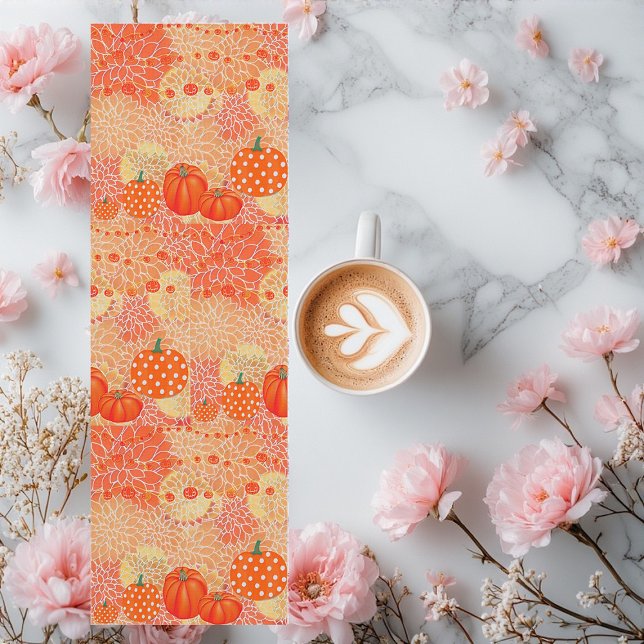 Tapis De Yoga Citrouille d'automne moderne Orange Floral.Méditat (Modern Fall Pumpkins Orange Floral Meditation Yoga Mat)