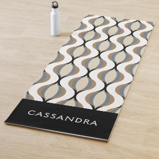 Tapis De Yoga Classique Taupe Beige Tan Gris Blanc Noir Vagues