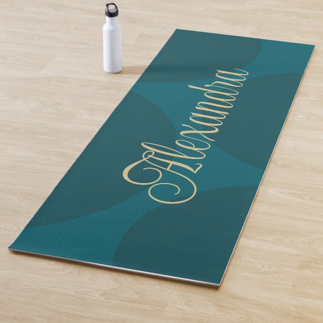 Tapis De Yoga Classy Turquoise Green Abstract (En situation)
