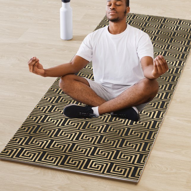 Tapis De Yoga Clé grecque noire et or Motif Yoga Mat (Créateur téléchargé)