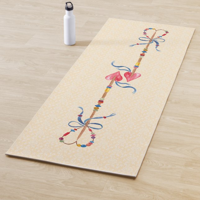 Tapis De Yoga Cœurs Bohème Flèches (En situation)