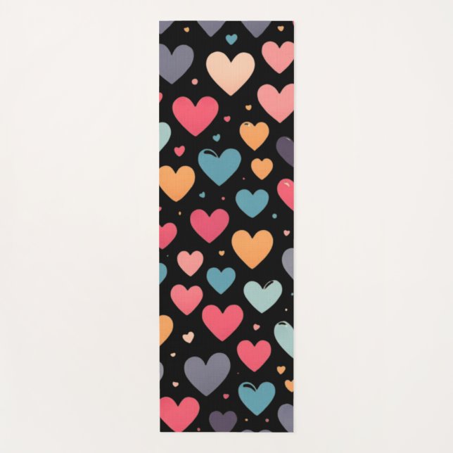 Tapis De Yoga Coeurs colorés Saint Valentin (Devant)