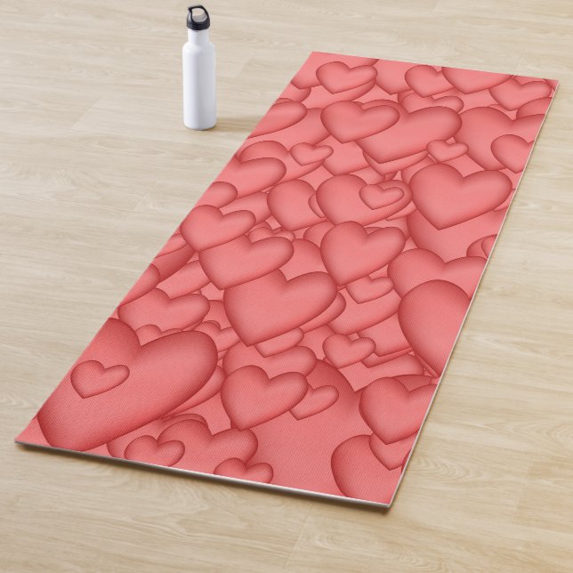 Tapis De Yoga Coeurs d'amour rose Décoratif (En situation)