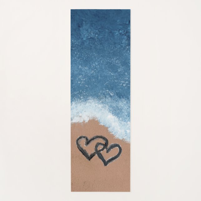 Tapis De Yoga Cœurs dans le Sable (Devant)