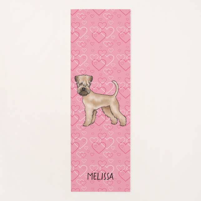 Tapis De Yoga Coeurs Et Nom Roses De Terrier Roue À Revêtement D (Devant)