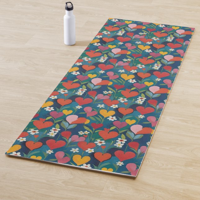 Tapis De Yoga Coeurs joueurs Floral (En situation)