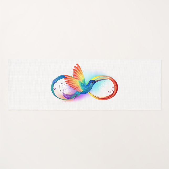 Tapis De Yoga Colibri arc-en-ciel avec symbole Infinity (Devant (Horizontal))