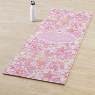 Tapis De Yoga Collage de plage nautique Hot Pink ID840