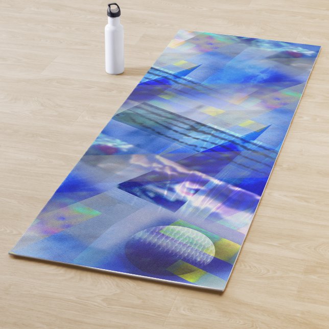 Tapis De Yoga Collage photo bleu Abstrait (En situation)