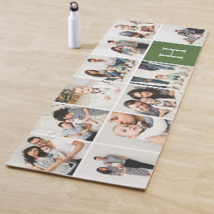 Tapis De Yoga Collage photo de famille personnalisée Monogramm
