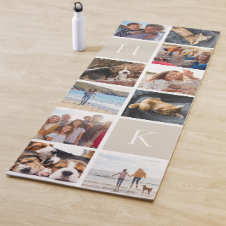 Tapis De Yoga Collage photo de famille personnalisée | Monogramm