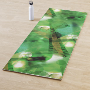 Tapis De Yoga Collage photographique vert Abstrait