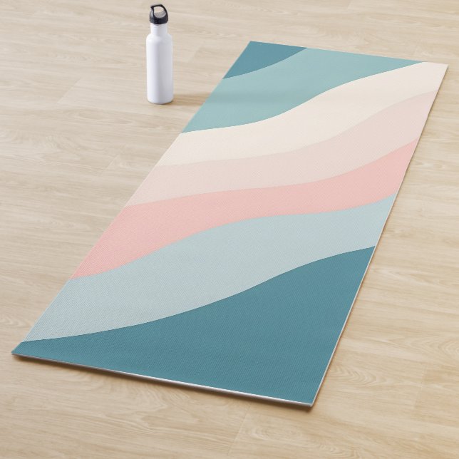 Tapis De Yoga Collection Abstrait Moderne Rose Pâle Menthe (En situation)