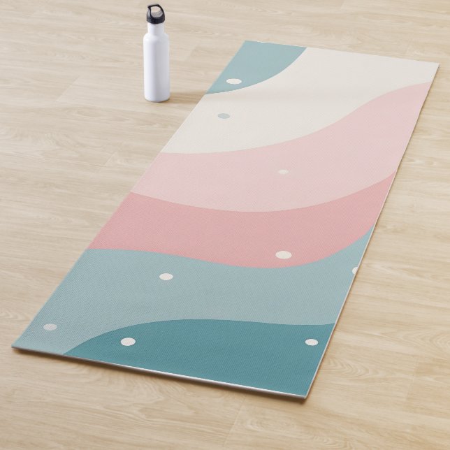Tapis De Yoga Collection Moderne Abstraite Rose Pâle Menthe (En situation)