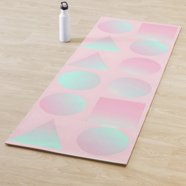 Tapis De Yoga Collection Tendance Abstraite Rose Fardé Menthe (En situation)