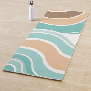 Tapis De Yoga Coloré abstrait ondulé bleu orange marron