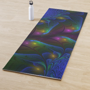 Tapis De Yoga Coloré Lumineux Abstrait moderne Trippy Fractal