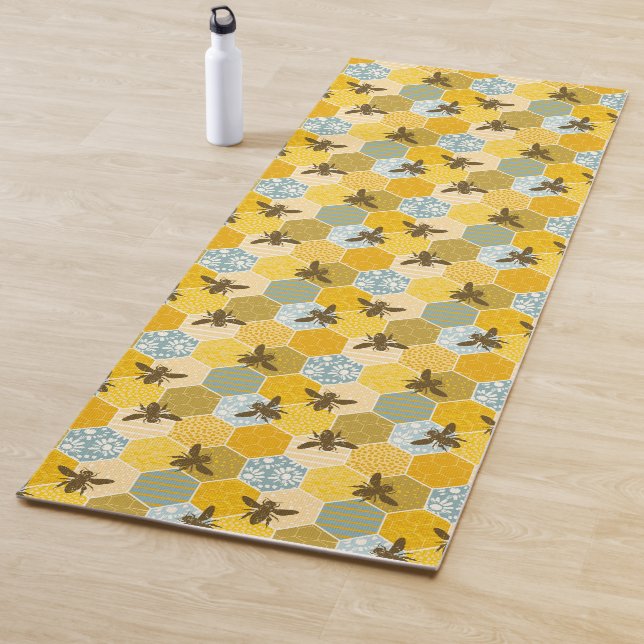 Tapis De Yoga Coloré Moderne Miel Abee Nature Motif (En situation)