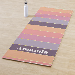 Tapis De Yoga Coloré Purple Peach Stripes de couleurs personnali