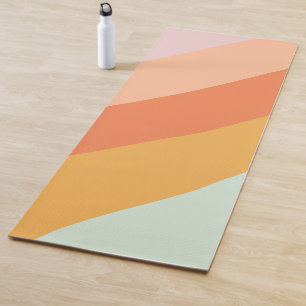 Tapis De Yoga Coloré Retro Sweet Pastel rayures géométriques