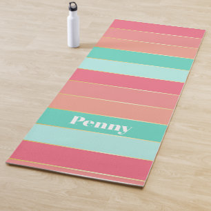 Tapis De Yoga Coloré Vert rose Frappes de couleurs personnalisée